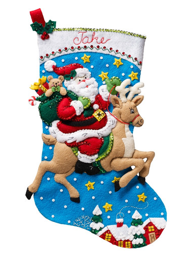 Design Works Flying Santa Felt Stocking Kit