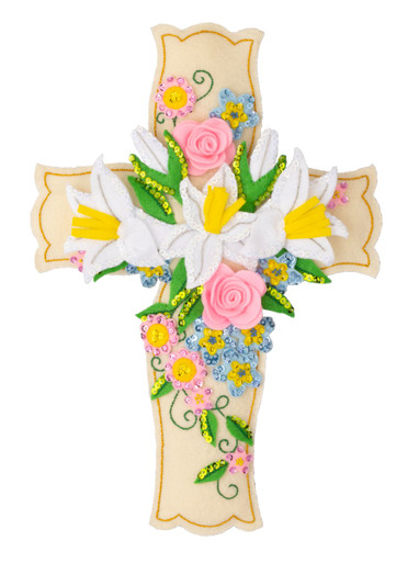 Floral Cross Wall Hanging from Bucilla