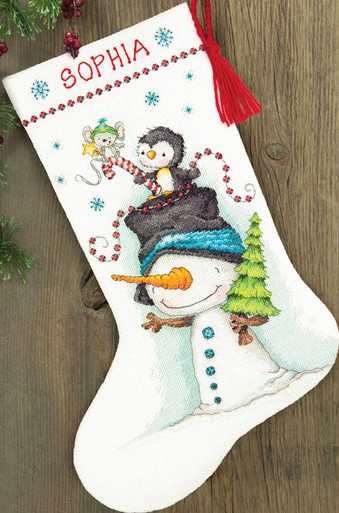 Dimensions Needlepoint Kit, 'Penguin Trio' Personalized Christmas Stocking,  16