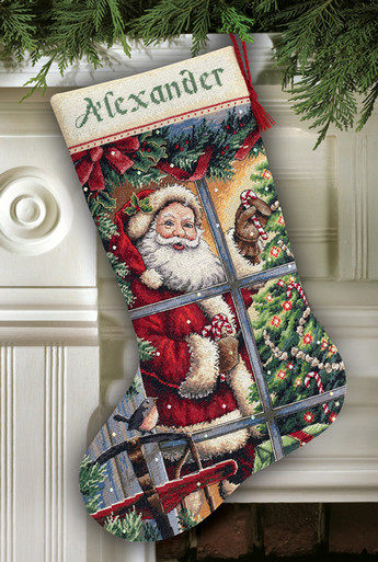 Vintage Christmas Counted Cross Stitch Stocking (Dimensions