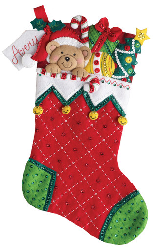 Bucilla Felt Stocking Applique Kit 18 Long Holiday Teddy