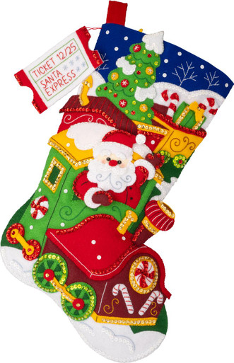 Choo Choo Santa Felt Christmas Stocking Kit - Felt Stocking Kits