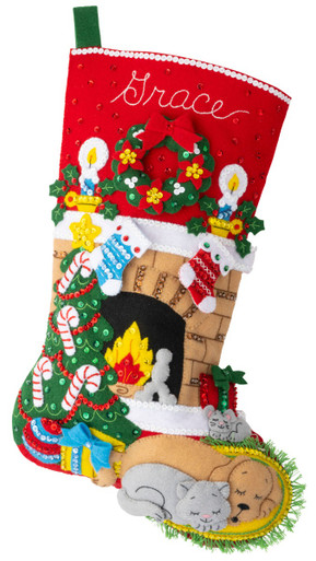 bucilla felt christmas stocking kits 18inch Finished Completed