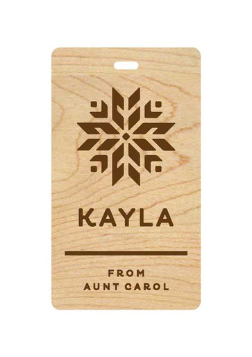 Custom Name Skinny Wood Stocking or Gift Tag Snowflake- Single