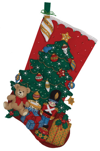 Bucilla Felt Stocking Applique Kit 18 Inch Long Santa And Friends