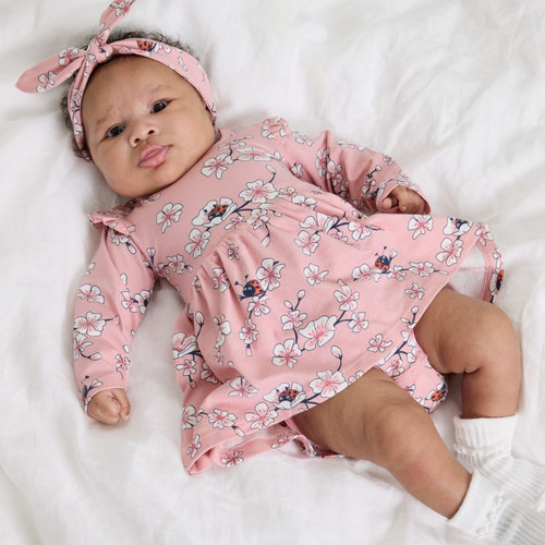 LADYBUG BLOSSOM GOTS SKIRTED BODYSUIT (1-12MOS)-31966