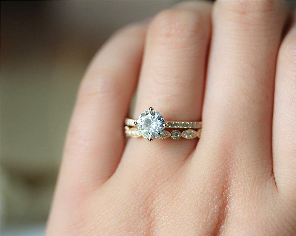 Moissanite Wedding Rings For Women CT Emerald Cut Moissanite