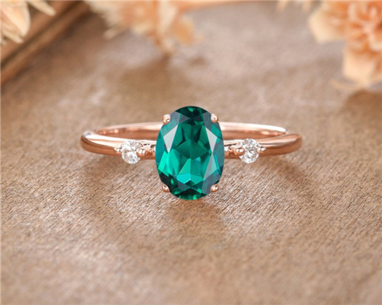 OvalCut Natural Engagement Ring Rose Gold Bridal Promise