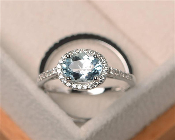 Promise Ring Set,March Birthstone Ring 