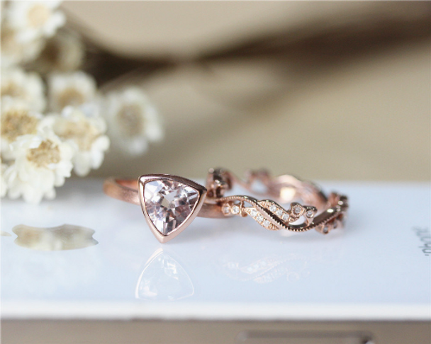 Oval morganite ring morganite engagement ring 14k rose gold real diamo –  WILLWORK JEWELRY