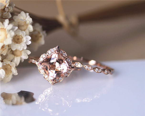 Morganite and Diamond 14kt Rose Gold Ring | Costco