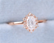 Oval Moissanite Engagement Ring Vintage 6*8mm Moissanite Ring 14K Rose Gold Diamond Wedding Ring