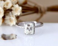 7*9 Radiant Moissanite Engagement Ring Solid 14K White Gold Diamonds Moissanite Ring