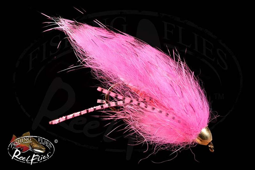 ReelFlies - Black Barred Hot Pink Rubber Leg Zonker - RF-9058