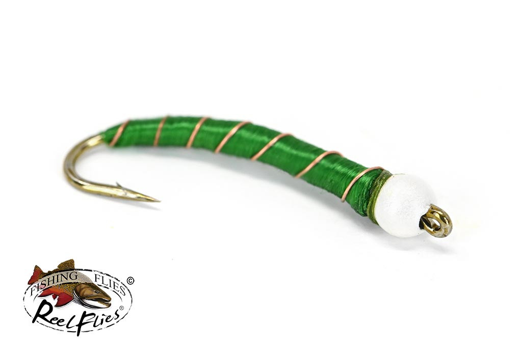 Green BH Ice Cream Cone Chironomid bead head long shank trout fly for stillwater fishing in Canada