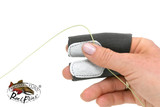 ReelFlies Ultra Fly Line Stripping Guard protecting angler’s finger from fly line burns during retrieval