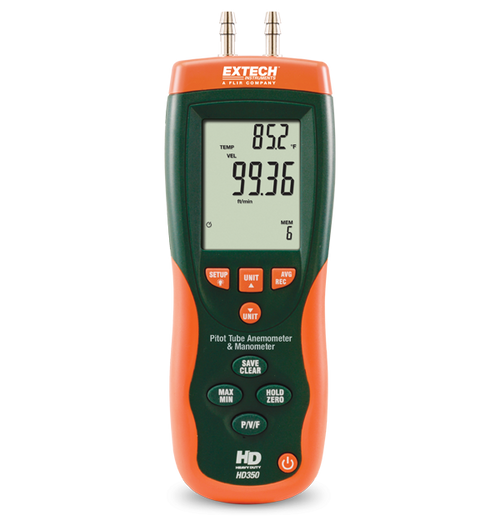 Pitot Tube Anemometer + Differential Manometer Extech HD350