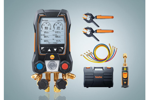 testo 557s Smart Vacuum Kit with hoses - Smart digital manifold with wireless vacuum and wireless temperature probes and 4 hose set testo 557s Smart Vacuum Kit with hoses - Smart digital manifold with wireless vacuum and wireless temperature probes and 4 hose set