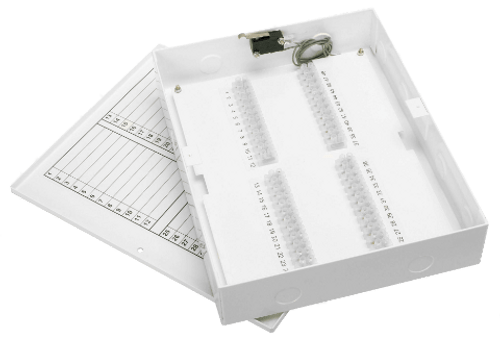 205mm x 255mm x 50mm powder coated steel 48 terminal steel junction box with cable knock-outs and lid tamper