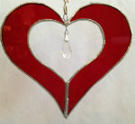 5" Stained Glass Heart with Crystal Sun Catchers-5 colors