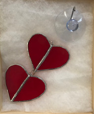 4.25" Stained Glass Hanging Hearts Double Sun Catchers-3 colors