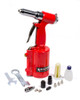 Rivet Gun, Pneumatic, 3/32 to 3/16 in OD Rivets, Steel, Red,