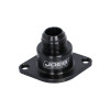 Water Neck, Straight, 16 AN Male, Two 3/8 in NPT Female Ports, Bolt-On, O-Ring Seal, Aluminum, Black Anodized, Chevy V6 / V8