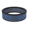 Air Filter Element, Low Profile, Round, 14 in Diameter, 4 in Tall, Wire Mesh Included, Reusable Cotton, Blue