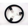 Steering Wheel, 15 in Diameter, 2.75 in Dish, 3-Spoke, Black Polyurethane Smooth Grip, Aluminum, Natural