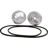 Pulley Kit, 1 to 1, 2 Groove V-Belt, Aluminum, Polished, Small Block Chevy, Kit