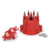 Distributor Cap, HEI Style Terminals, Stainless Terminals, Twist Lock, Wire Hold Down Included, Plastic, Red, Vented, Chevy V8