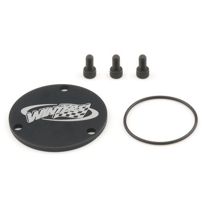 Drive Flange Dust Cover, 3-Bolt, O-Ring, 5/16-18 x 5/8 in Long Bolts, Aluminum, Black Anodized, 5 On 5 Hubs, Kit