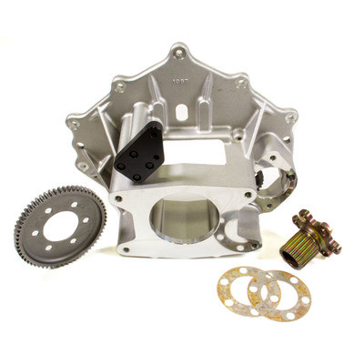 Bellhousing, 6-1/4 in Deep Housing, Idler Gear, 63 Tooth Ring Gear, Crank Coupler, HTD Gear, Shims, Aluminum, Natural, Bert / Brinn Transmission, Chevy, Kit