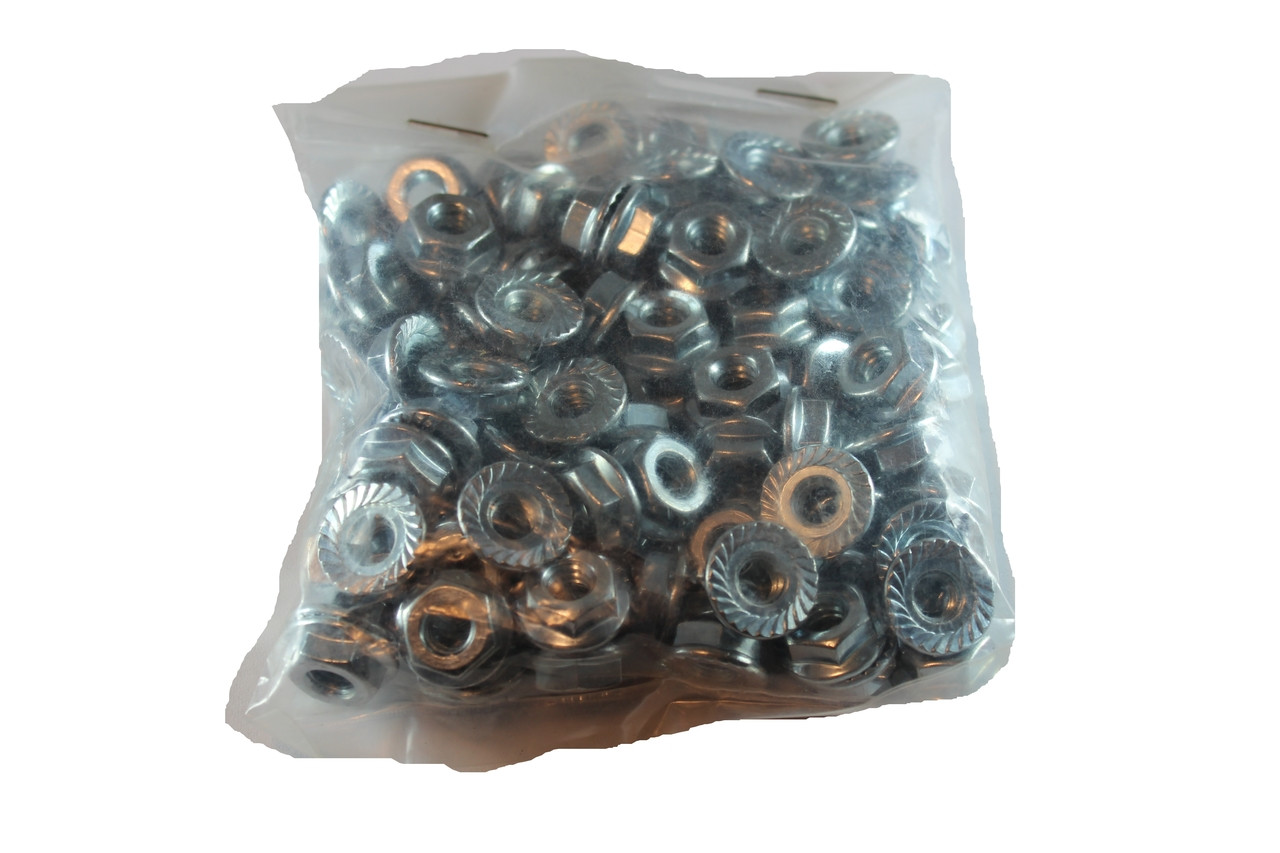 100 Serrated Nuts 1/4"-20