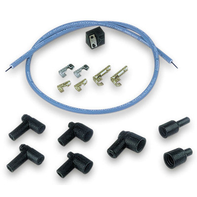 Spark Plug Wire Repair Kit, Blue Max, Coil Wire, Spiral Core, 8 mm, Unsleeved, Blue, HEI / Socket Style Terminals, 36 in Long, Cut-To-Fit, Kit