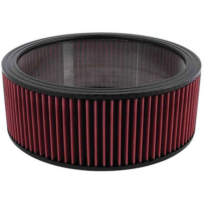 Air Filter Element, Round, 14 in Diameter, 5 in Tall, Wire Mesh Included, Reusable Cotton, Red