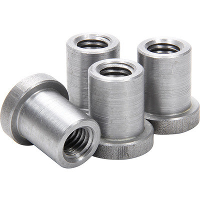 Weld-On Nut, 1/2-13 in Thread, 3/4 in OD Mounting Hole, Steel, Natural, Set of 4