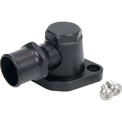 Water Neck, 90 Degree, Hose, Swivel, O-Ring, Hardware Included, Aluminum, Black Anodized, Chevy V8,