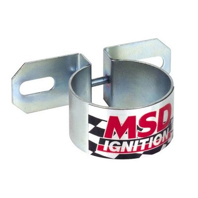 Ignition Coil Bracket, Canister Style, Remote / Horizontal Mount, Steel, Polished, Up to 2.25 in Diameter Coils, Universal