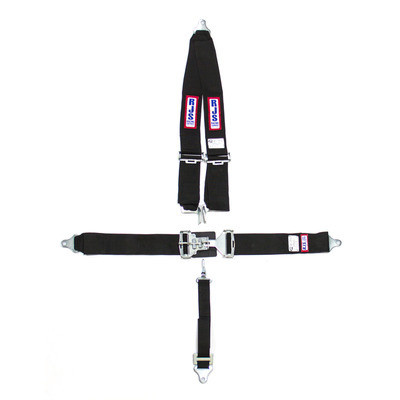 Harness, 5 Point, Latch and Link, SFI 16.1, 64 in Length, Pull Down Adjust, Bolt-In, V-Type Harness, Black, Kit