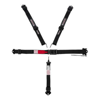 Harness, 5 Point, Latch and Link, SFI 16.1, Pull Down / Right Side Ratchet Adjust, Bolt In, Individual Harness, Black, Kit