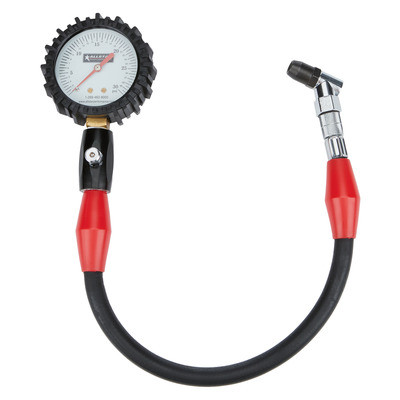 Tire Pressure Gauge, Glow in the Dark, 0-30 psi, Analog, 2-1/4 in Diameter, White Face, 1/2 lb Increments