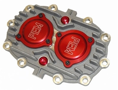 Gear Cover, 10-Bolt, Bearings / Caps / Plugs Included, Aluminum, Natural / Red Anodized