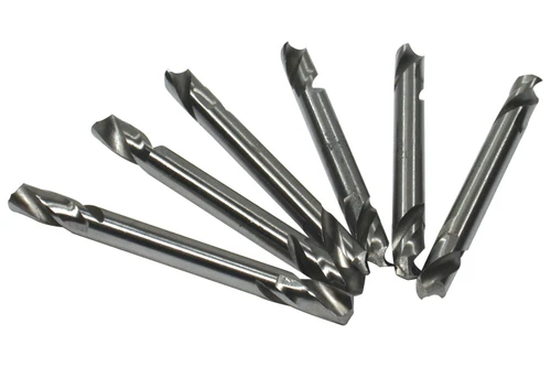 Drill Bit, Double End, 1/8 in OD, Steel, Set of 6