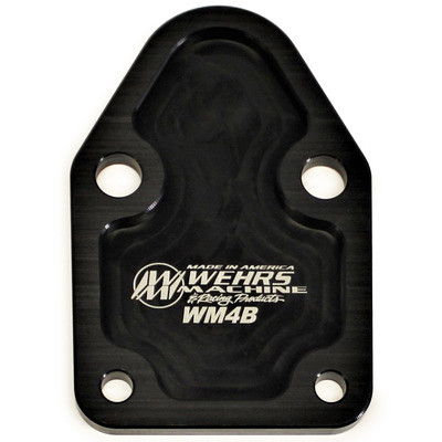Fuel Pump Blockoff, Aluminum, Black Anodized, Small Block Chevy
