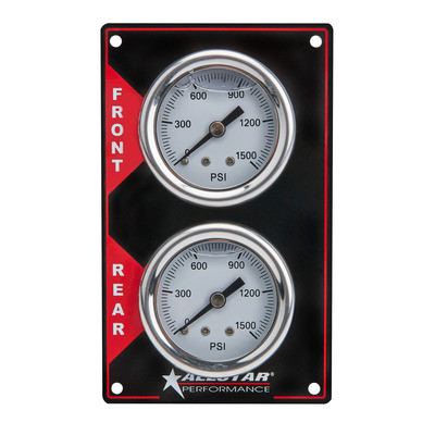 Brake Bias Gauge, Dual Gauge, 0-1000 psi, Mechanical, Analog, 1-1/2 in Diameter, White Face, Vertical Panel, Aluminum, Kit