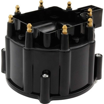 Distributor Cap, HEI Style Terminals, Brass Terminals, Twist Lock, Plastic, Red, Non-Vented, GM HEI V8