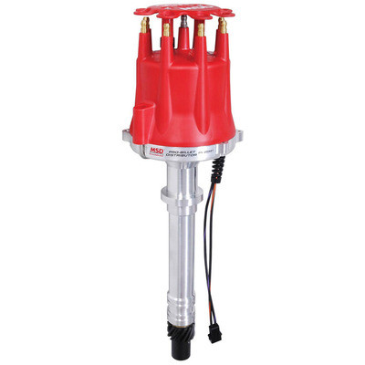 Distributor, Pro-Billet, Magnetic Pickup, Mechanical Advance, HEI Style Terminal, Red, Chevy V8