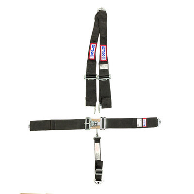 Harness, 5 Point, Latch and Link, SFI 16.1, 64 in Length, Pull Down Adjust, Bolt-In, V-Type Harness, HANS Ready, Black, Kit