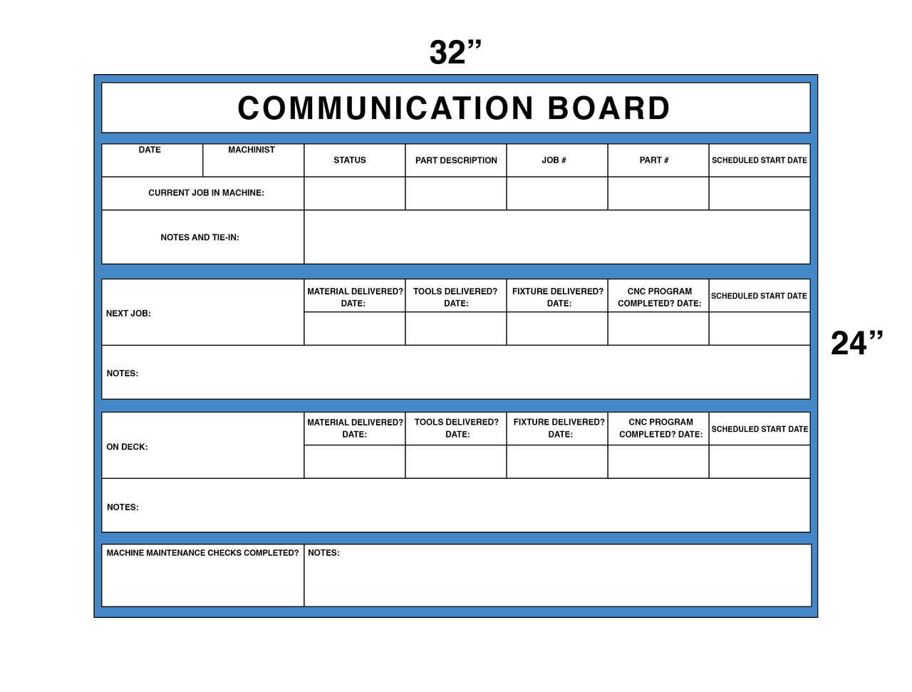 Communicate Board Communication Board (Aluminum) Dry Erase 32
